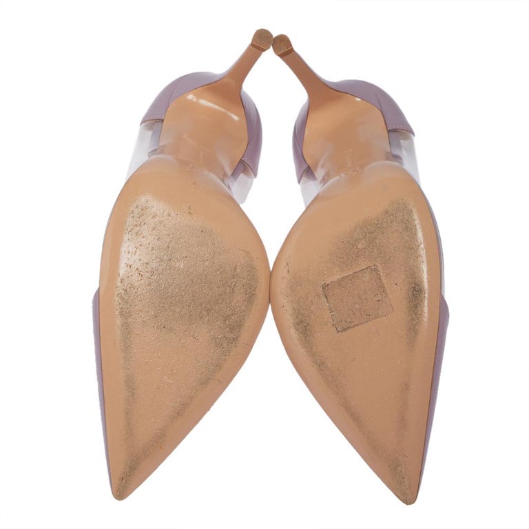 Gianvito Rossi Lavender Leather And PVC Plexi Pointed Toe Pumps Size 38