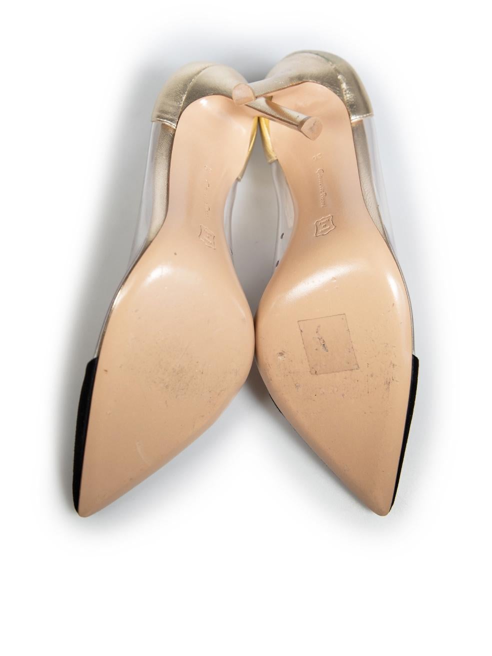 Gianvito Rossi Leather Plexi Point Toe Pumps Size IT 36 In Good Condition In London, GB