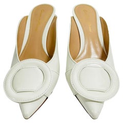 Gianvito Rossi Leather Round Buckle Mules