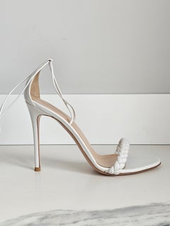 Gianvito Rossi Leomi White Braided Lace Up Sandals Heels EU 40 US 10 Box