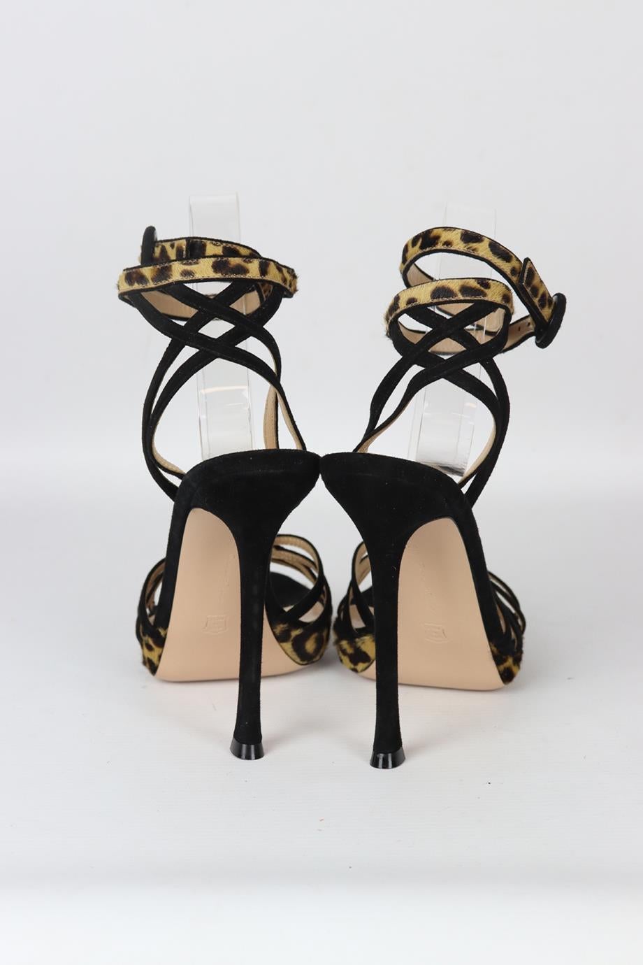 Gianvito Rossi Leopard Print Calf Hair And Suede Sandals Eu 38.5 Uk 5.5 Us 8.5 In Excellent Condition In London, GB