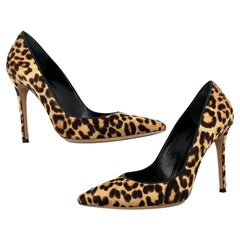 Gianvito Rossi Leopard Print Kalbshaar-Pumps, 38, 2010s