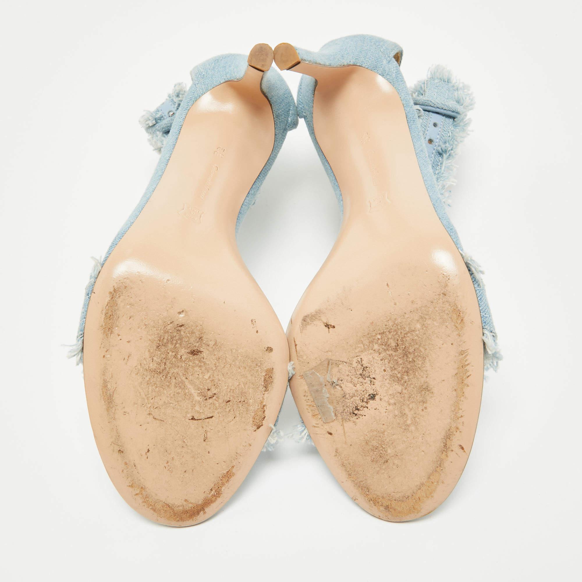 Gianvito Rossi Light Blue Denim Portofino Sandals Size 38.5 For Sale 4