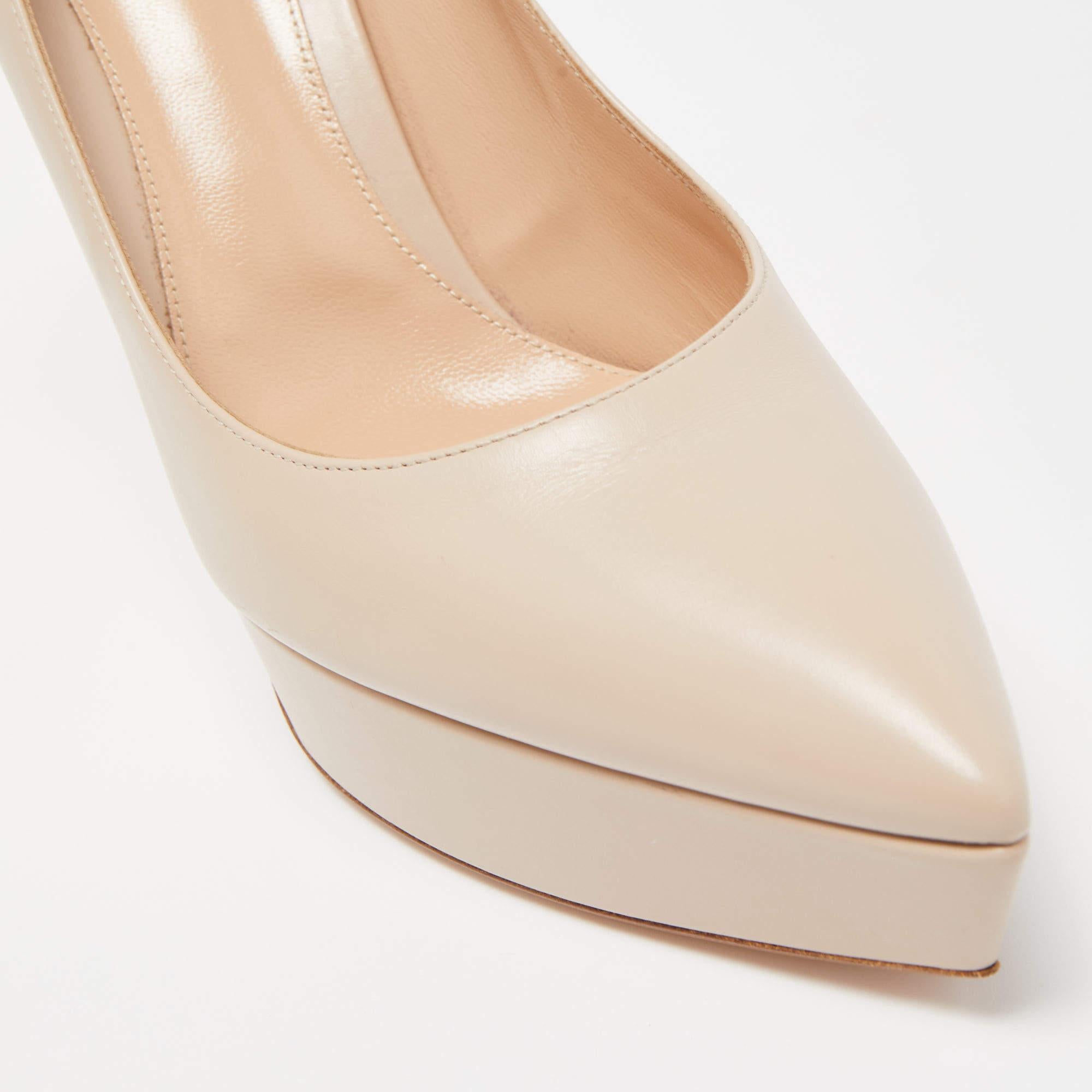 Gianvito Rossi Light Pink Leather Platform Pointed Toe Pumps Size 41 For Sale 2