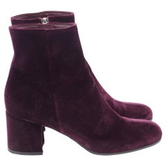 Gianvito Rossi Margaux Block-Heel Ankle Boots in Burgundy Velvet