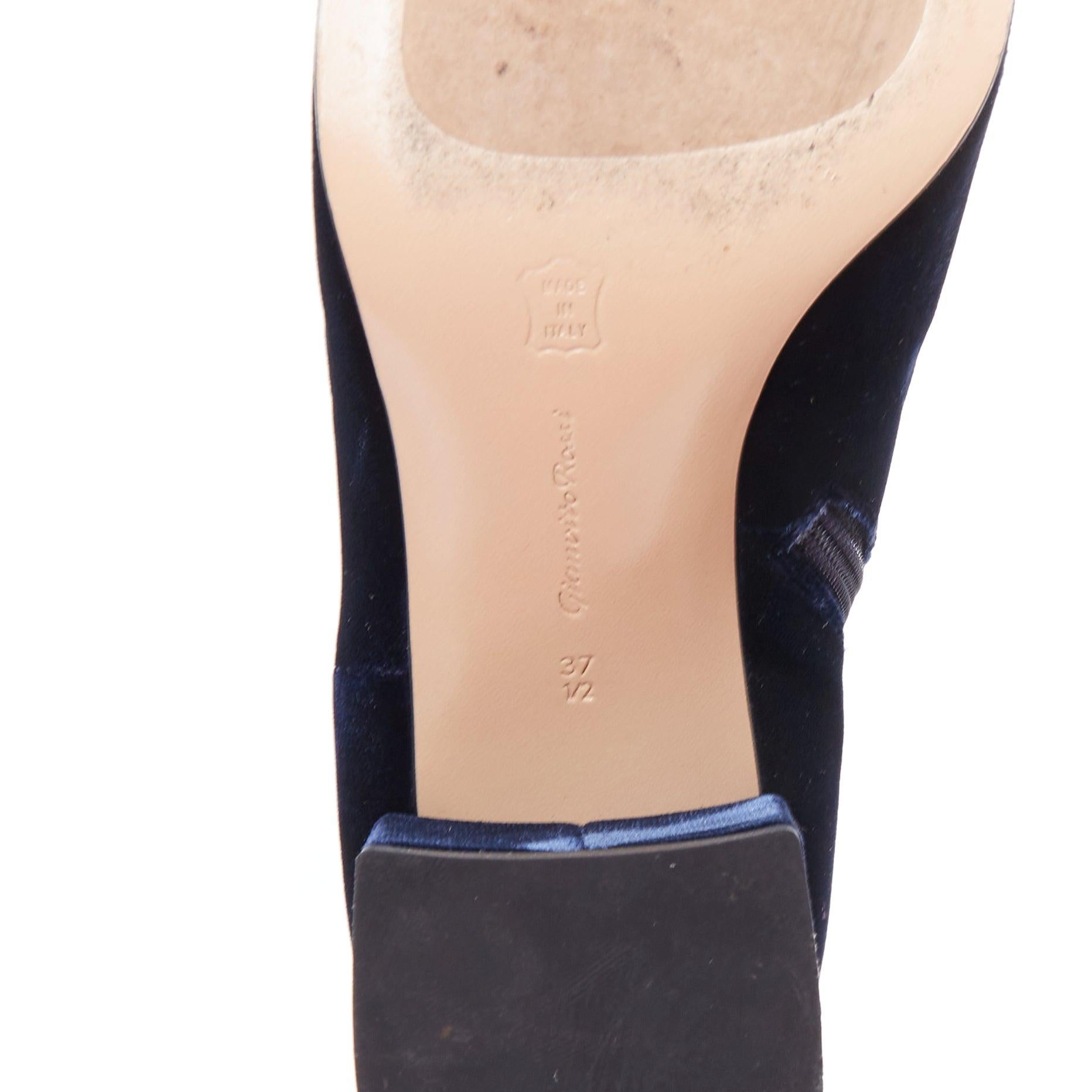 GIANVITO ROSSI Margaux navy velvet minimal zip ankle boots EU37.5 For Sale 5