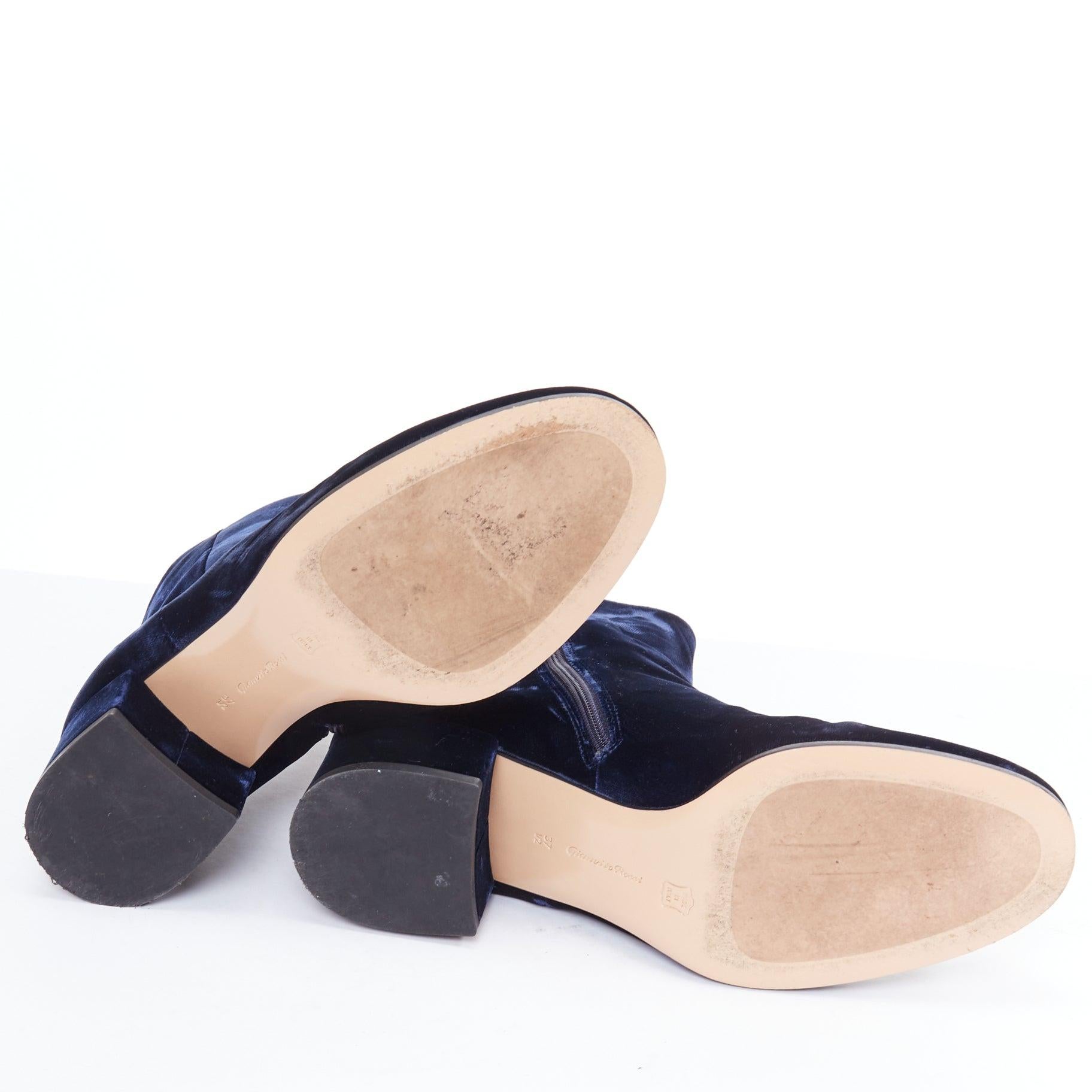 GIANVITO ROSSI Margaux navy velvet minimal zip ankle boots EU37.5 For Sale 6