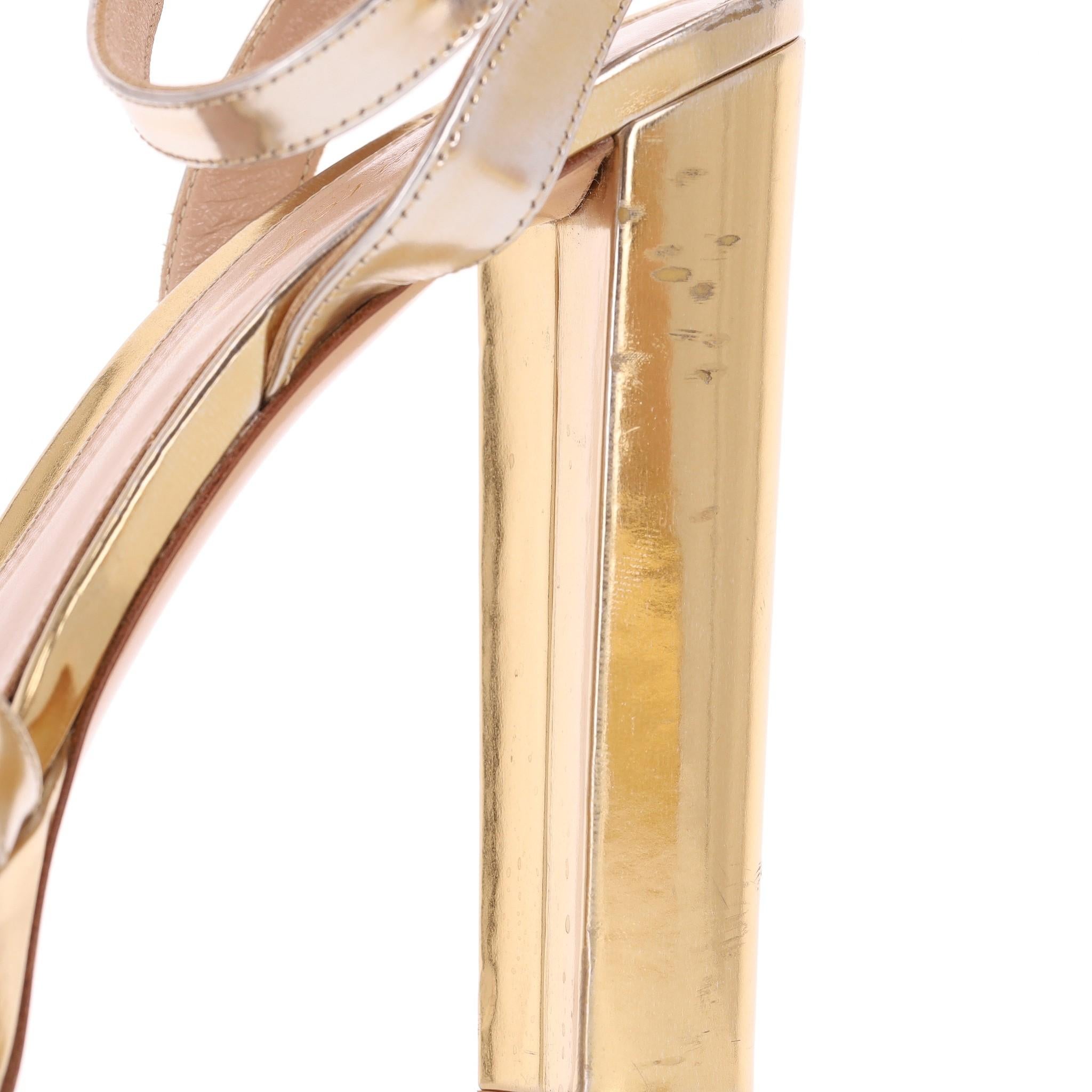 Gianvito Rossi Sandalias de plataforma de charol metalizado en venta 5