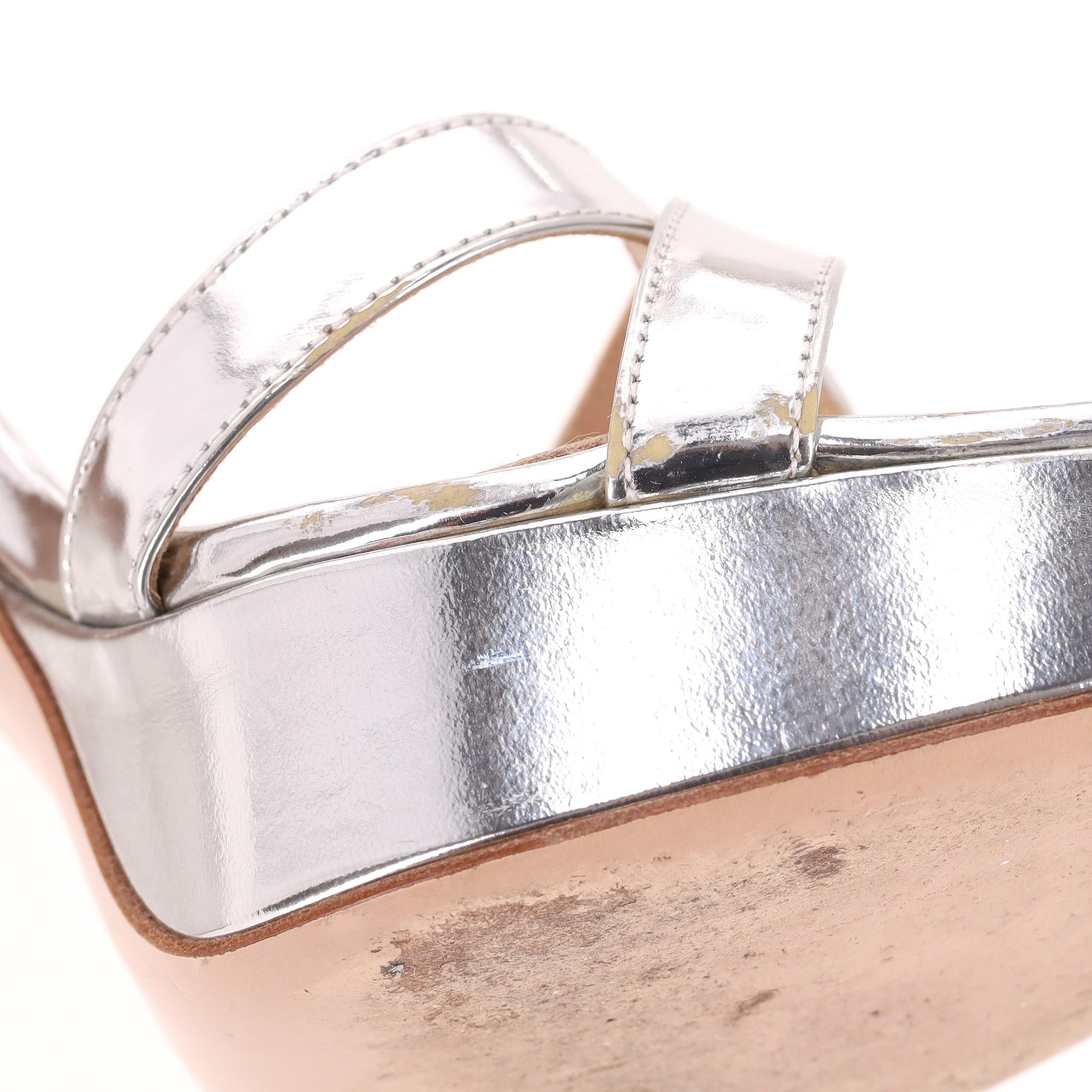Gianvito Rossi Sandalias de plataforma de charol metalizado en venta 6