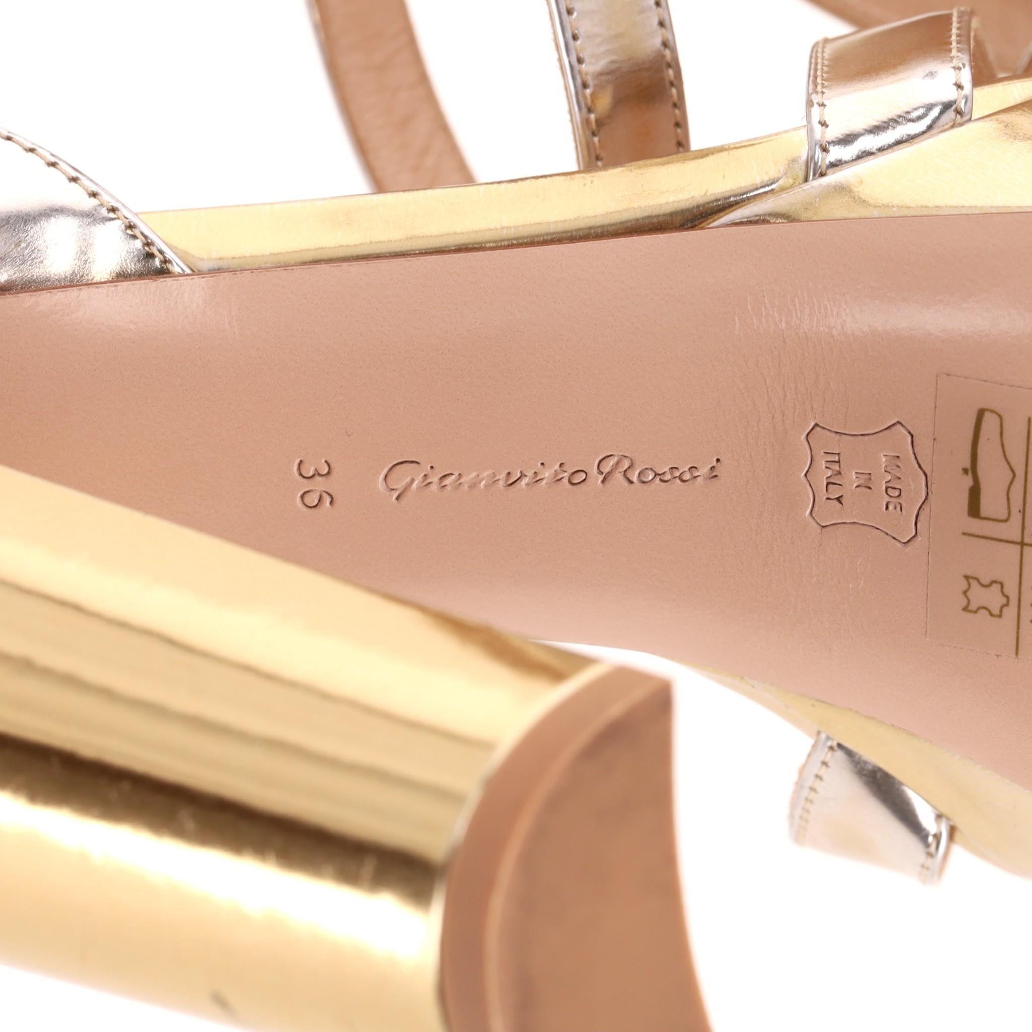 Gianvito Rossi Sandalias de plataforma de charol metalizado en venta 2