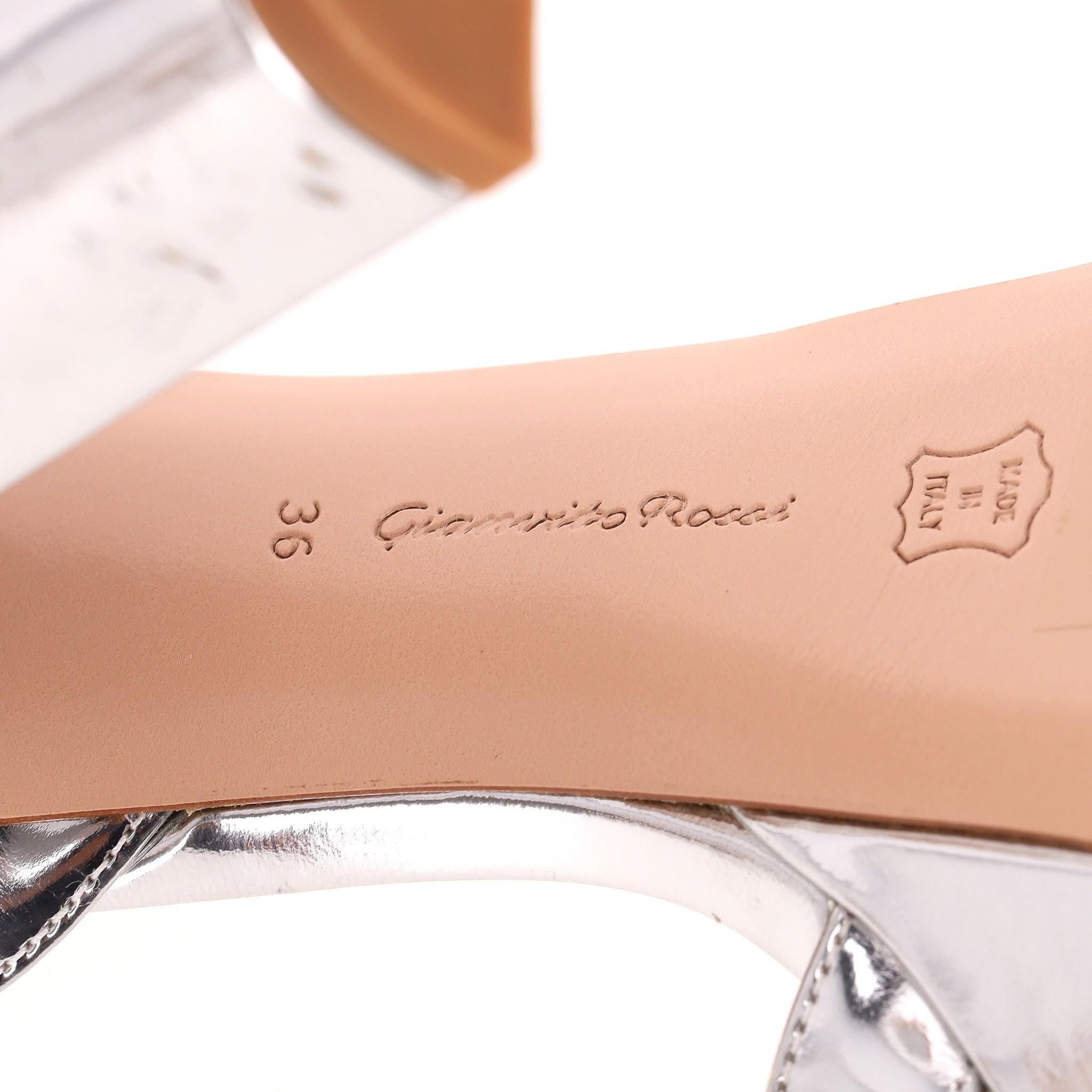 Gianvito Rossi Sandalias de plataforma de charol metalizado en venta 2