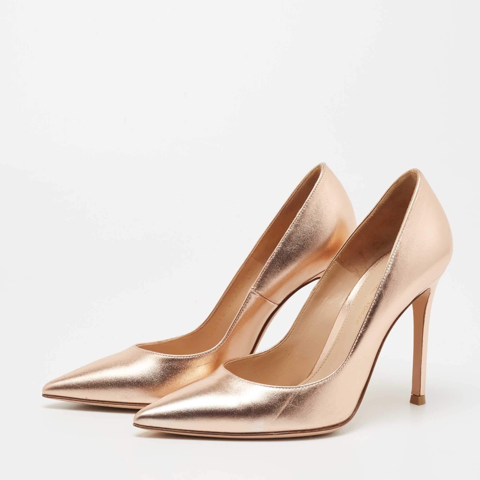 Exhibit an elegant style with this pair of pumps. These designer pumps are crafted from quality materials. They are set on durable soles and high heels.