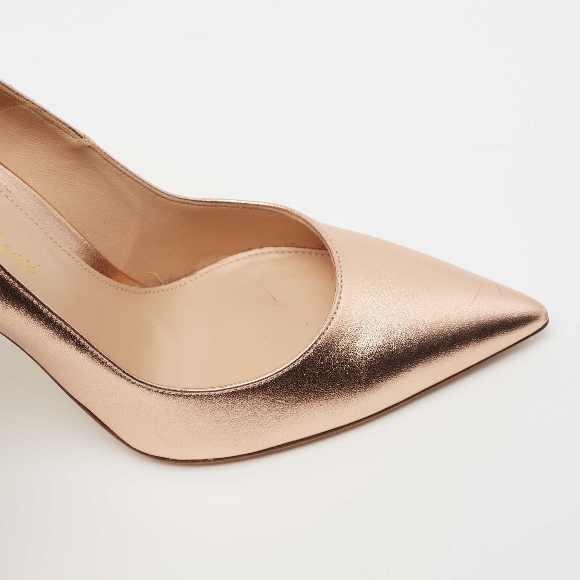 Gianvito Rossi Metallic Bronze Leather Pointed Toe Pumps Size 36 4