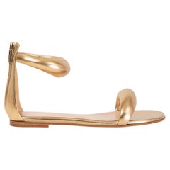GIANVITO ROSSI metallic gold leather BIJOUX Flat Sandals Shoes 38