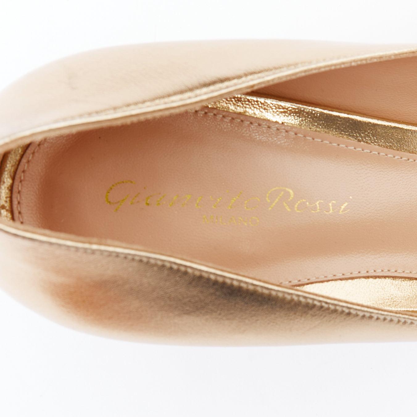 GIANVITO ROSSI metallic gold leather pointy pump heels EU39.5 For Sale 4