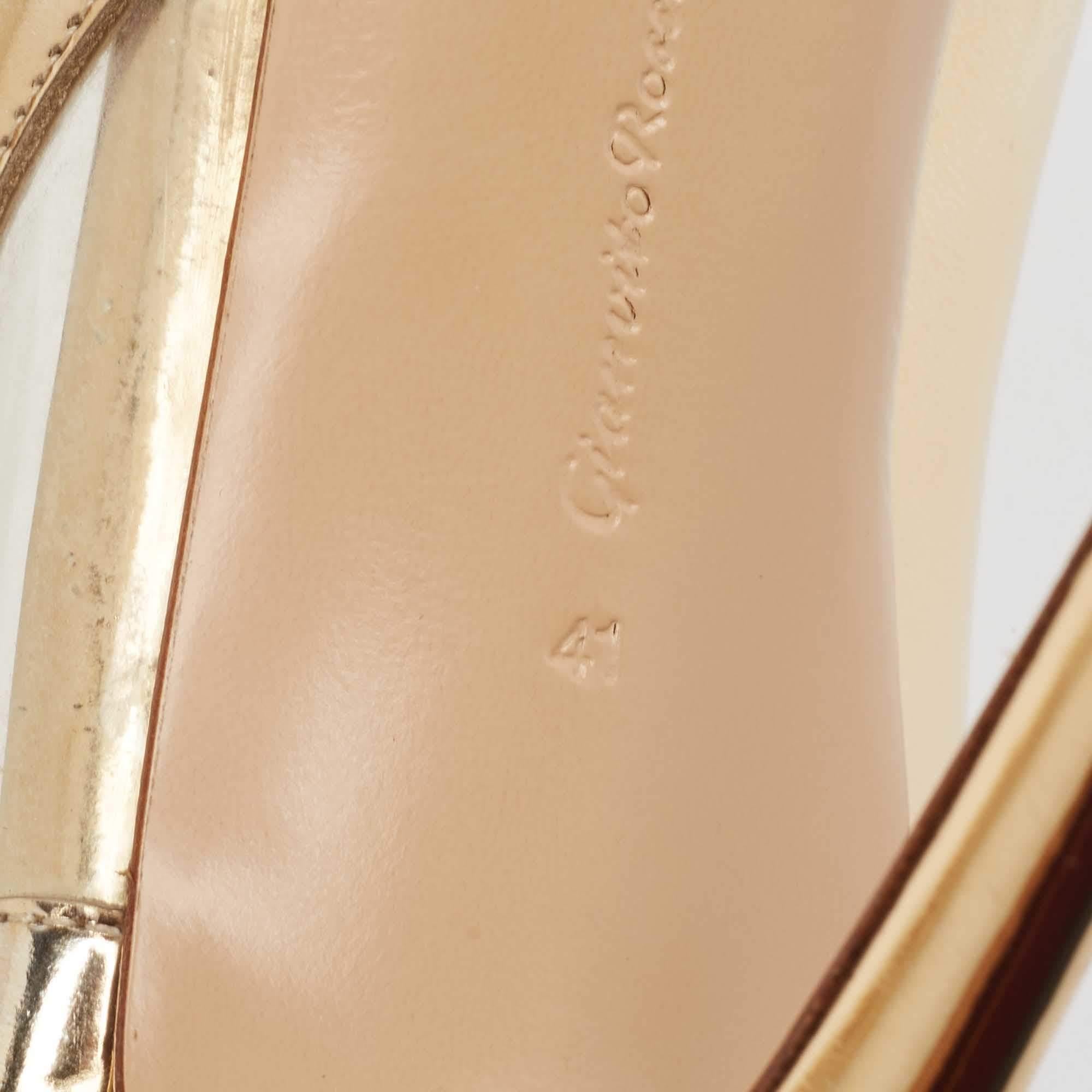 Gianvito Rossi Metallic Gold PVC and Leather Pointed Toe Pumps Size 41 For Sale 4