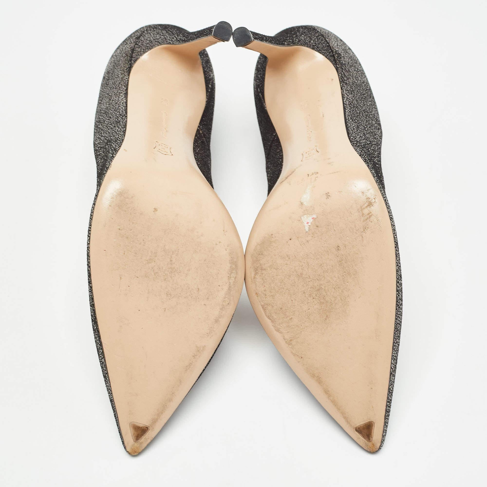 Gianvito Rossi Metallic Grey Glitter Suede Gianvito Pumps Size 38.5 1