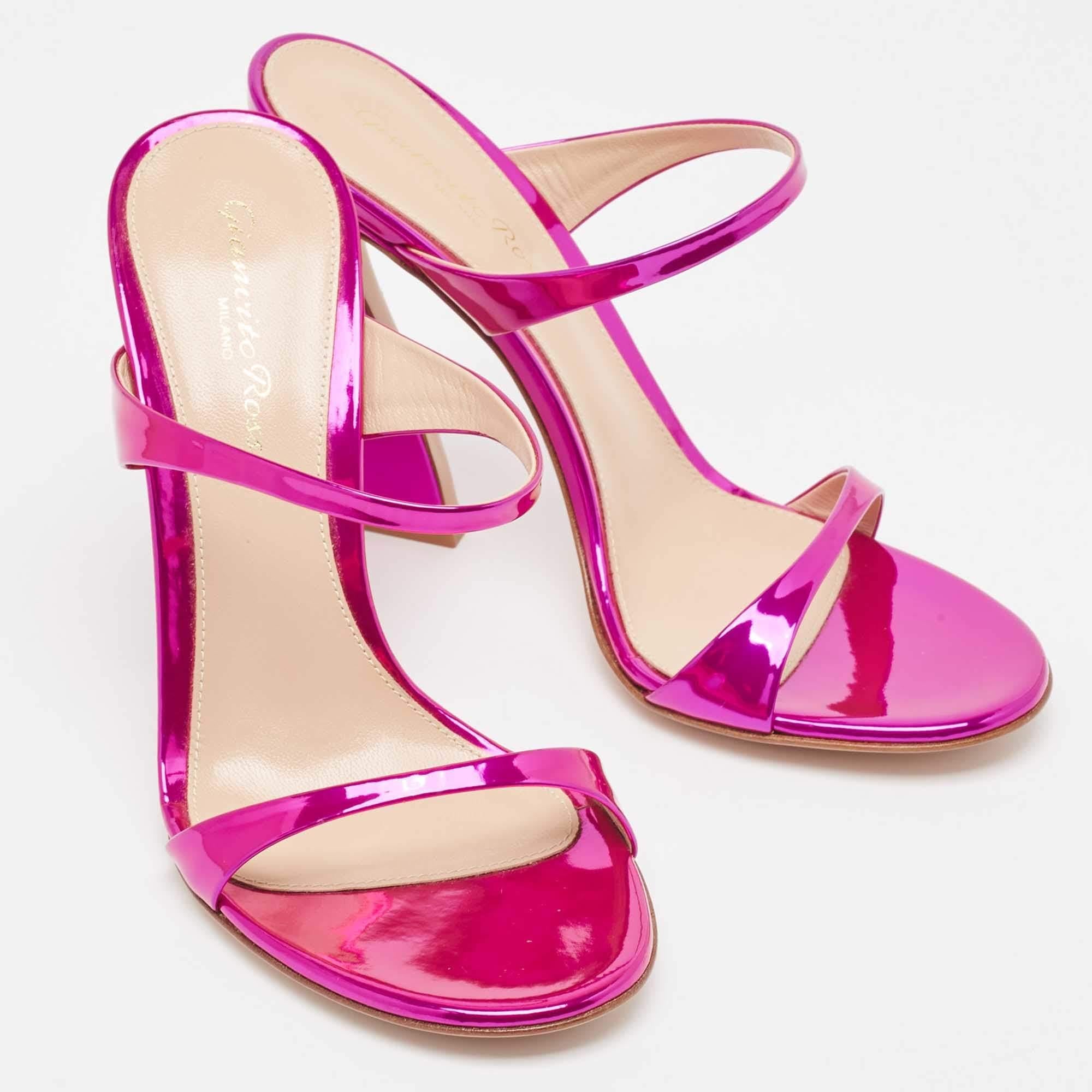Gianvito Rossi Sandalias Aura Piel Rosa Metalizado Talla 36 en Excelente estado para la venta en Dubai, Al Qouz 2