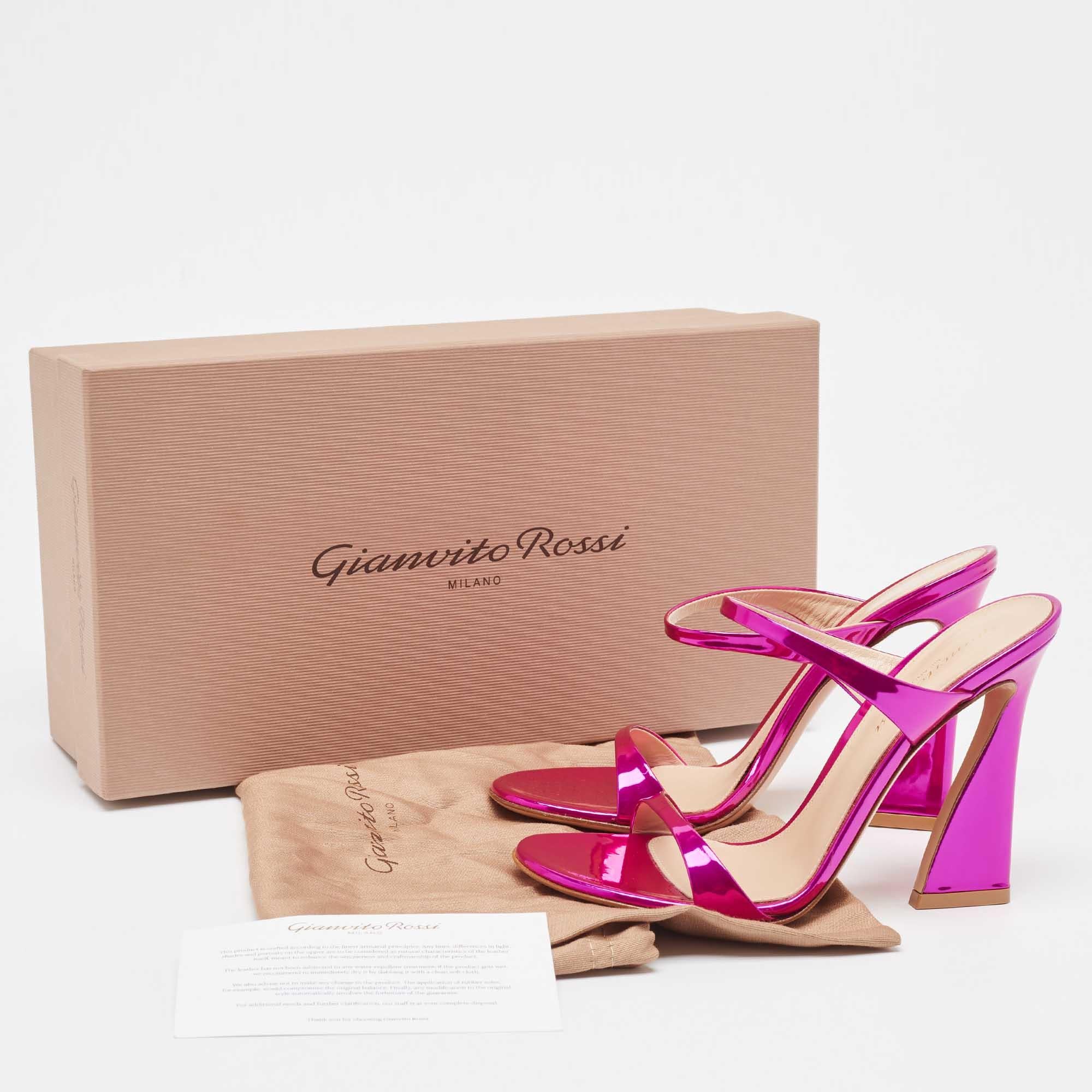 Gianvito Rossi Metallic Pink Leather Aura Sandals Size 36 For Sale 5