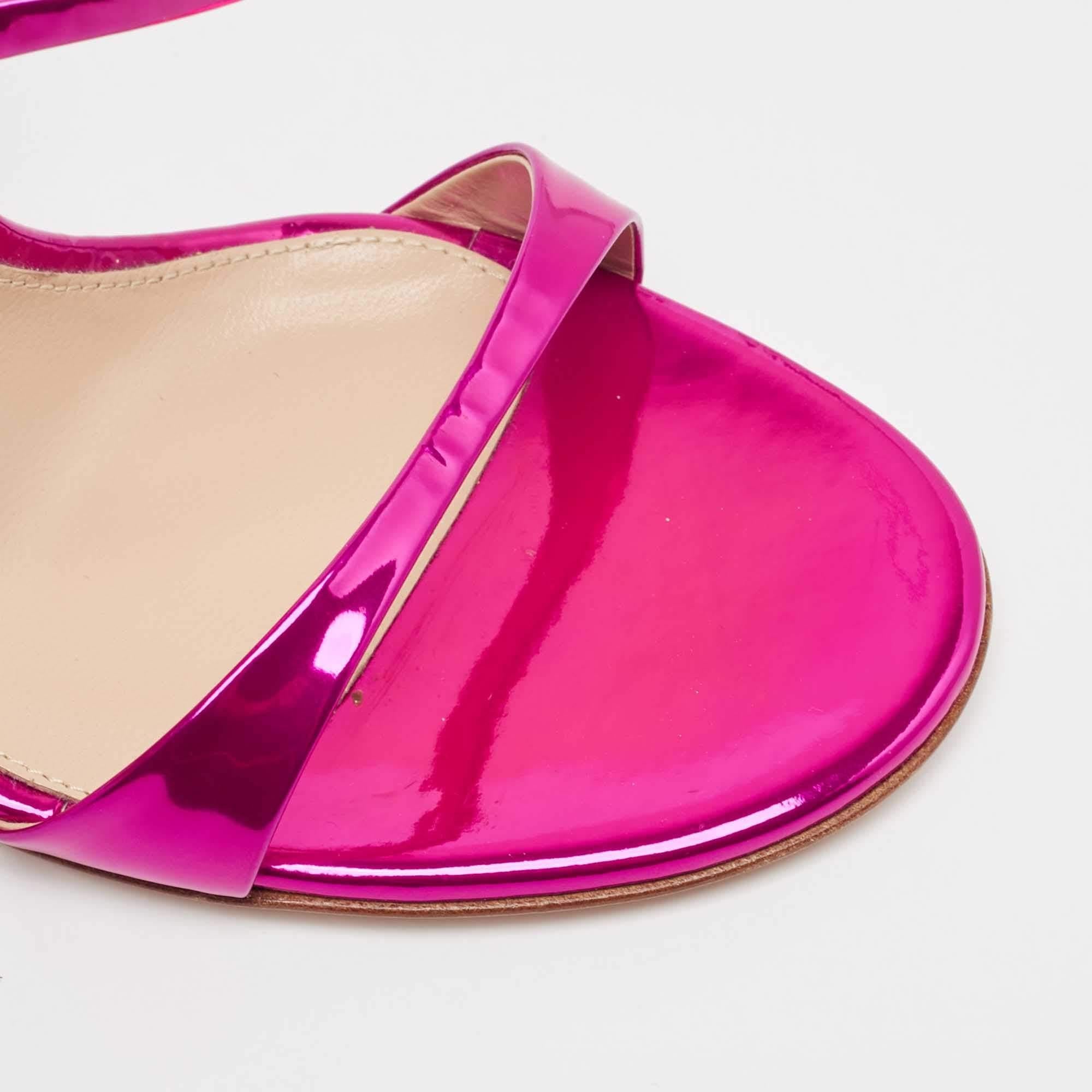 Gianvito Rossi Metallic Pink Leather Aura Sandals Size 38.5 For Sale 3