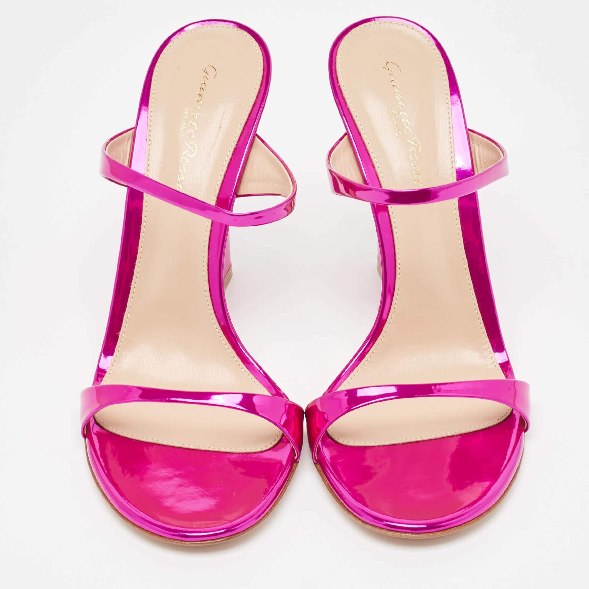 These Gianvito Rossi Aura sandals will frame your feet in an elegant manner. Crafted from quality materials, they flaunt a classy display, comfortable insoles & durable heels.

Includes: Extra Heel Tips, Info Card, Branded Box

