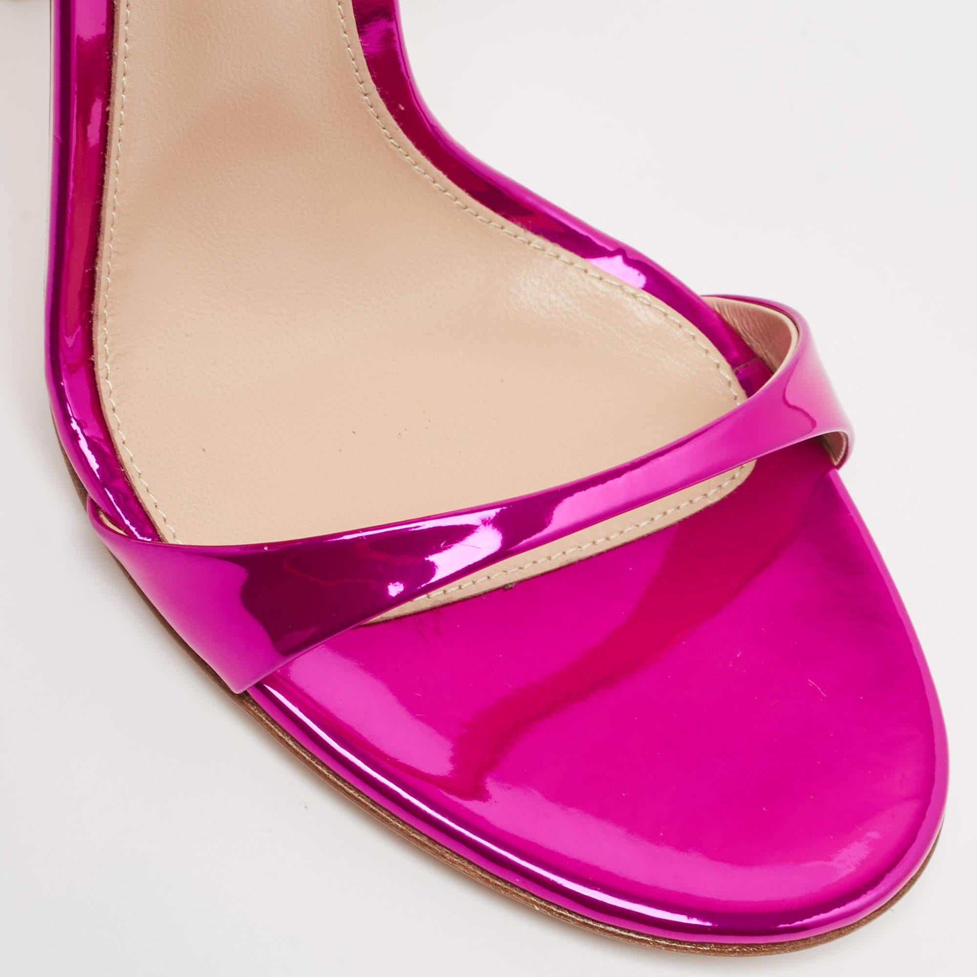 Gianvito Rossi Metallic Pink Leather Aura Sandals Size 39.5 1