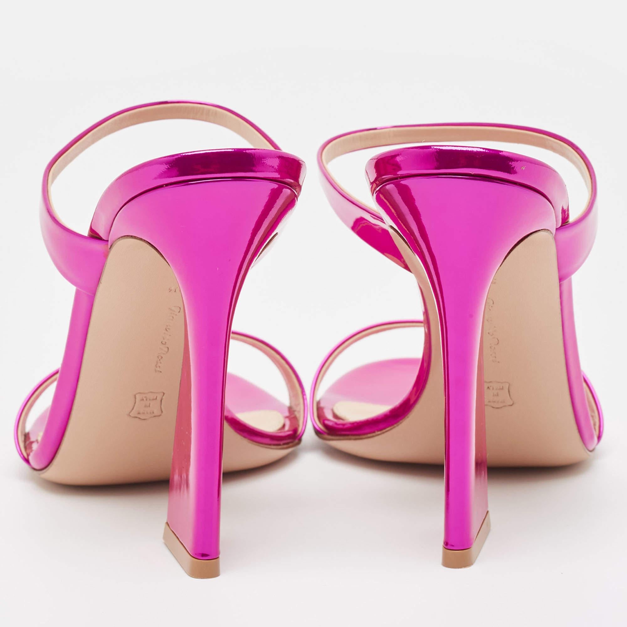 Gianvito Rossi Metallic Pink Leather Aura Sandals Size 39.5 2