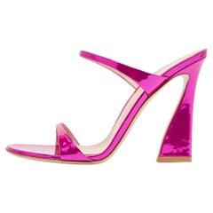 Gianvito Rossi Metallic Pink Leather Aura Sandals Size 39.5