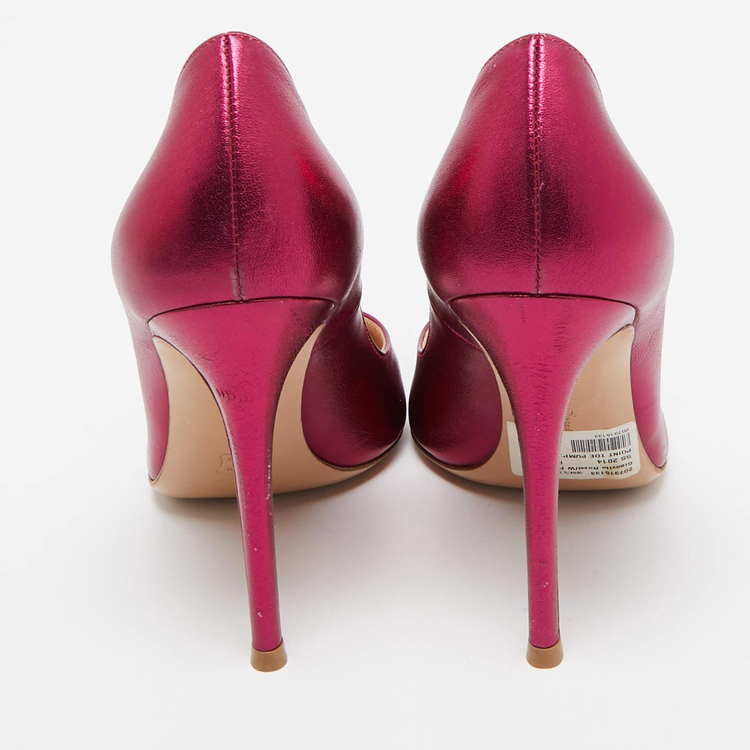Gianvito Rossi Metallic Pink Leather Gianvito Pumps Size 37 For Sale 1