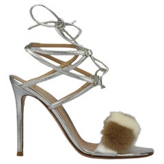 Gianvito Rossi Mink Fur And Leather Sandals Eu 38 Uk 5 Us 8