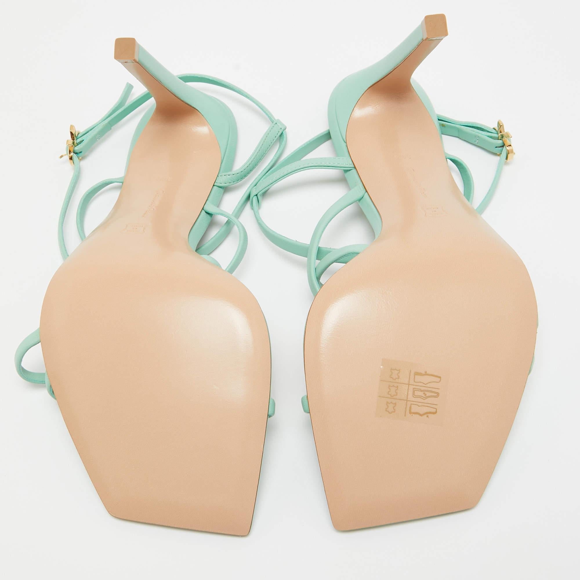 Gianvito Rossi Mint Green Leather Manilla Sandals Size 38.5 2