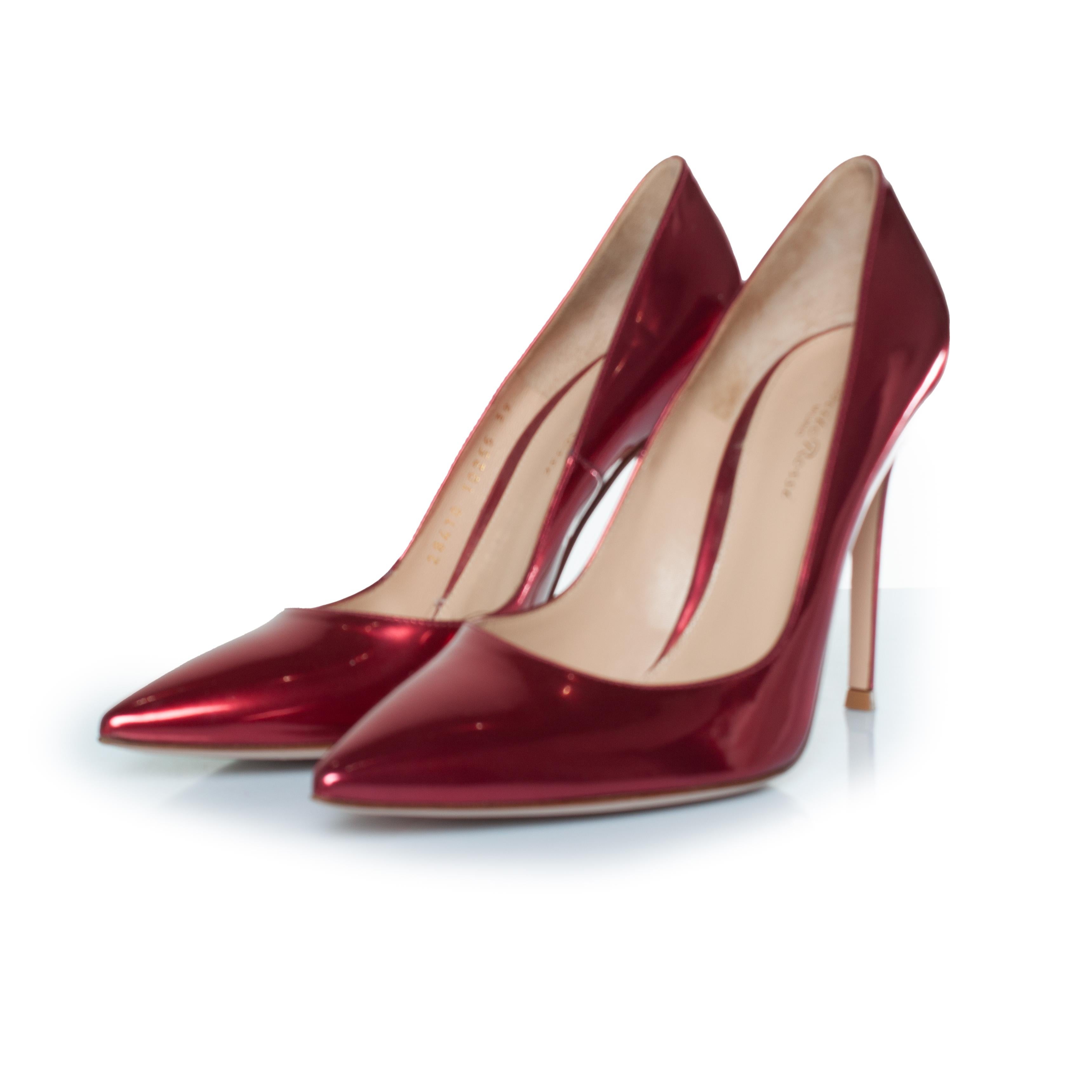 Gianvito Rossi, Mirrored red leather pumps For Sale 2