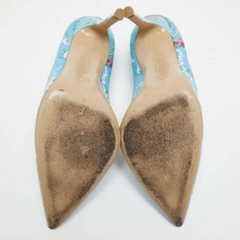Gianvito Rossi Lisa Ponker Pumps aus Stoff mit mehrfarbigem Blumendruck und Stoff, Lisa Ponker, Größe 39 (Blau) im Angebot