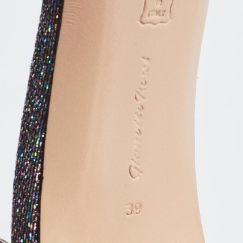 Gianvito Rossi Multicolor Metallic Lurex Fabric Ankle Strap Sandals Size 39 4