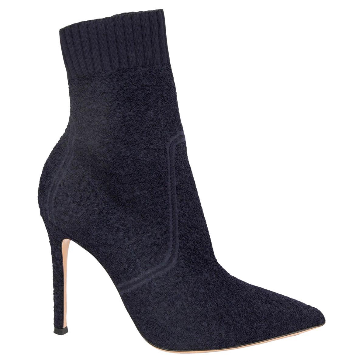 GIANVITO ROSSI navy blue FIONA 105 SOCK ANKLE Boots Shoes 38 For Sale