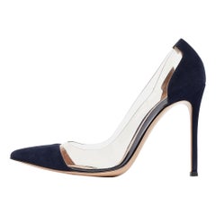 Gianvito Rossi Navy Blue PVC and Suede Plexi Pumps Size 39 Gianvito Rossi Navy Blue PVC and Suede Plexi Pumps Size 39