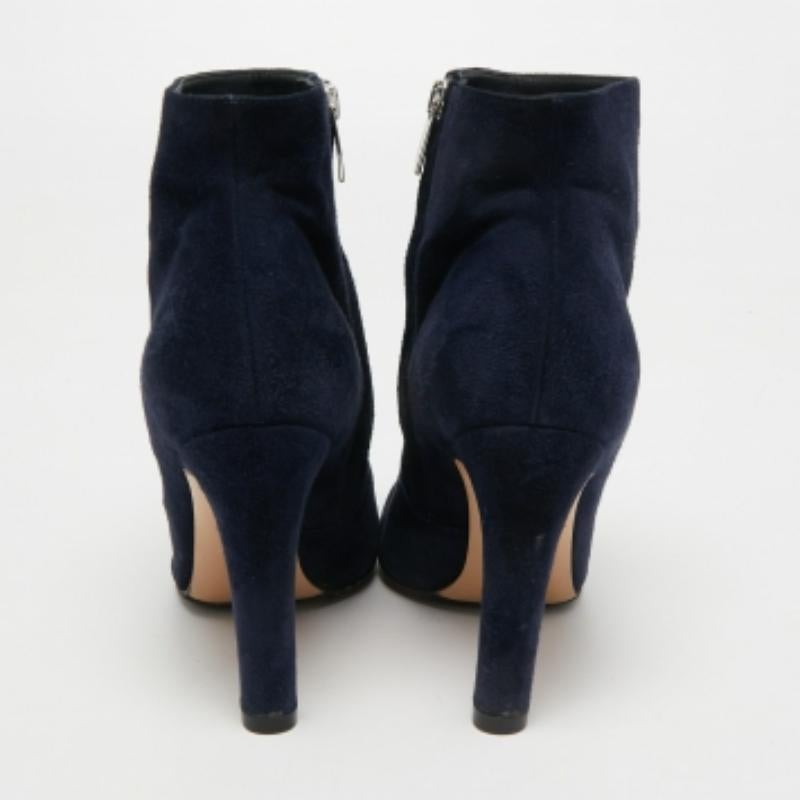 Gianvito Rossi Botines de ante azul marino Talla 37 Negro en venta