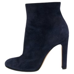 Gianvito Rossi - Bottines en daim bleu marine, taille 37