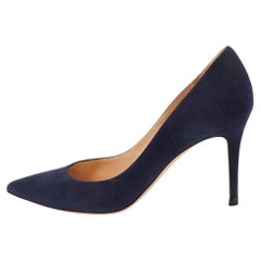 Gianvito Rossi Navy Blue Suede Gianvito 105 Pumps 