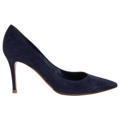GIANVITO ROSSI navy blue suede GIANVITO 85 Pumps Shoes 37.5