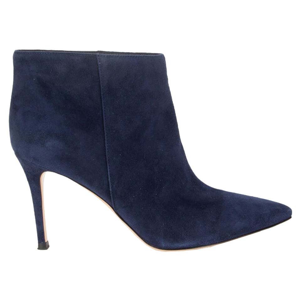 CHLOE navy blue suede Ankle Boots Shoes 38 For Sale at 1stDibs