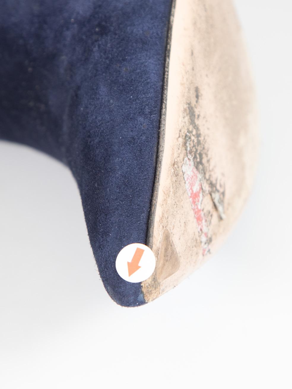 Gianvito Rossi Navy Suede Panel Knit Heeled Boots Size IT 38 For Sale 1