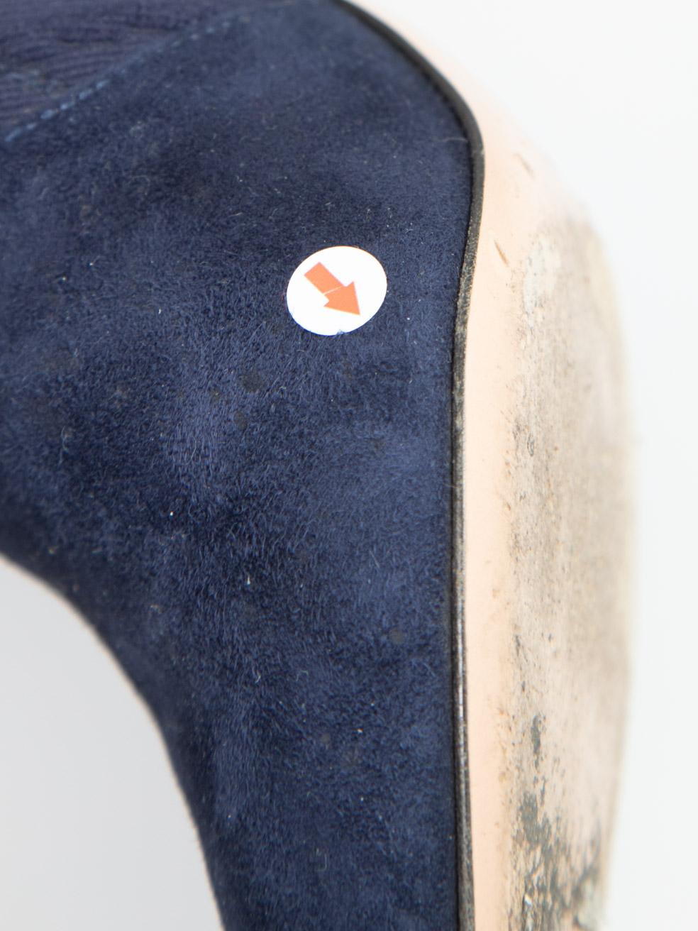 Gianvito Rossi Navy Suede Panel Knit Heeled Boots Size IT 38 For Sale 2