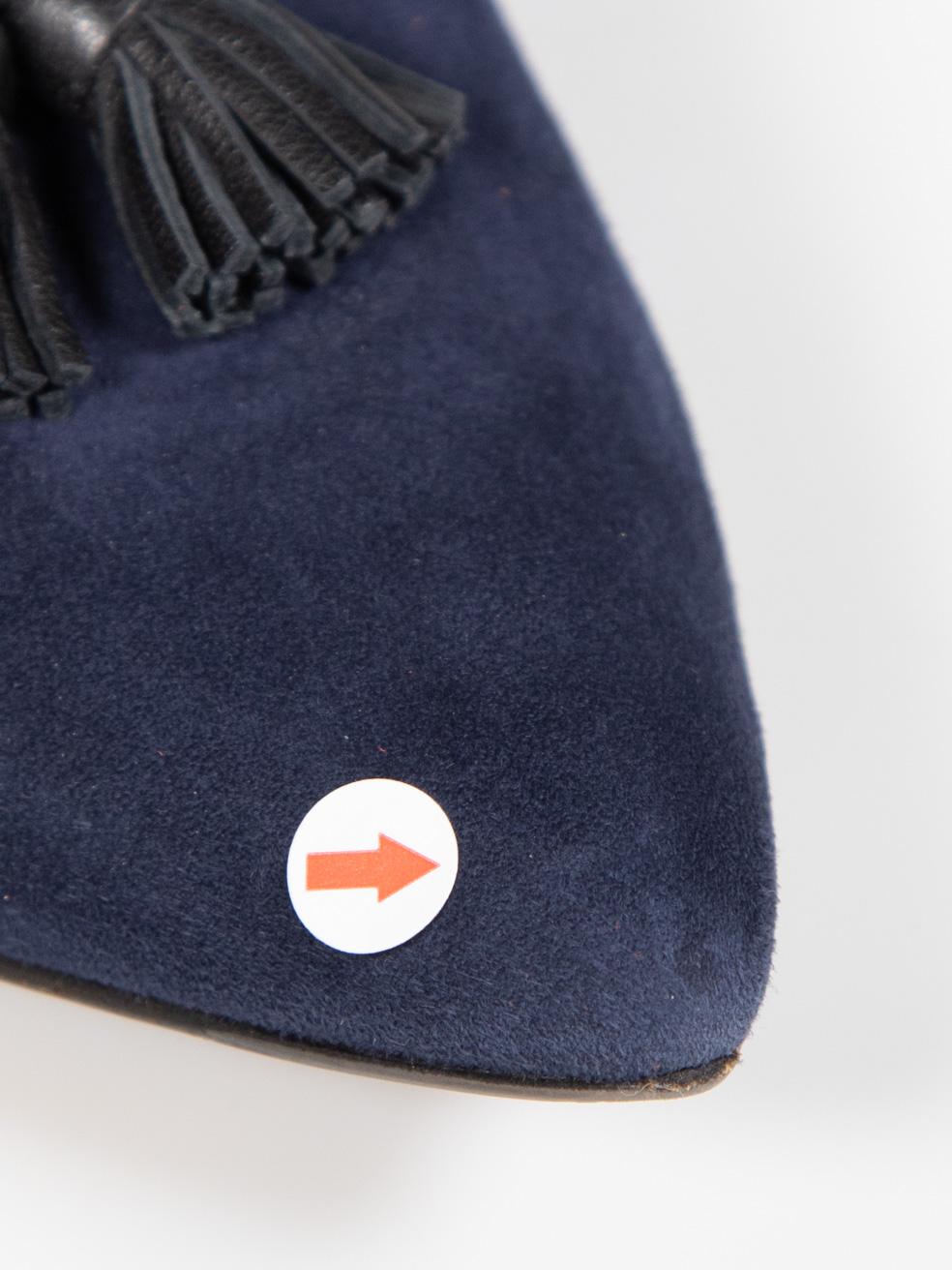 Gianvito Rossi Navy Suede Point Toe Flats Size IT 39 en venta 5
