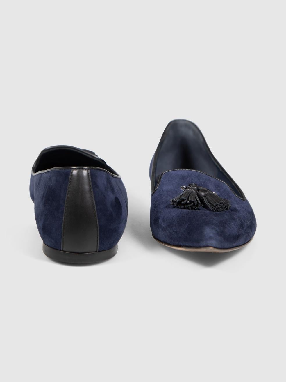 Gianvito Rossi Navy Suede Point Toe Flats Size IT 39 en Bueno estado para la venta en London, GB