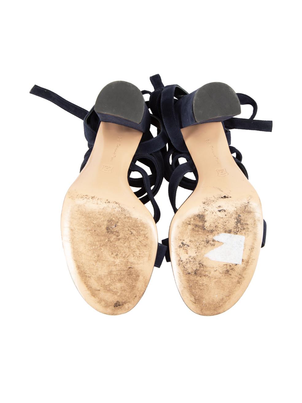 Gianvito Rossi Navy Suede Strappy Tie Sandals Taglia IT 38.5 In condizioni buone in vendita a London, GB