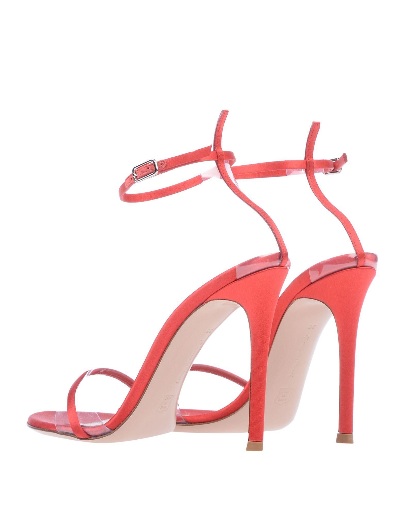 Women's Gianvito Rossi NEW Red Satin Clear PVC Ankle Evening Sandals Heels in Box