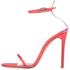 Gianvito Rossi NEW Red Satin Clear PVC Ankle Evening Sandals Heels in Box