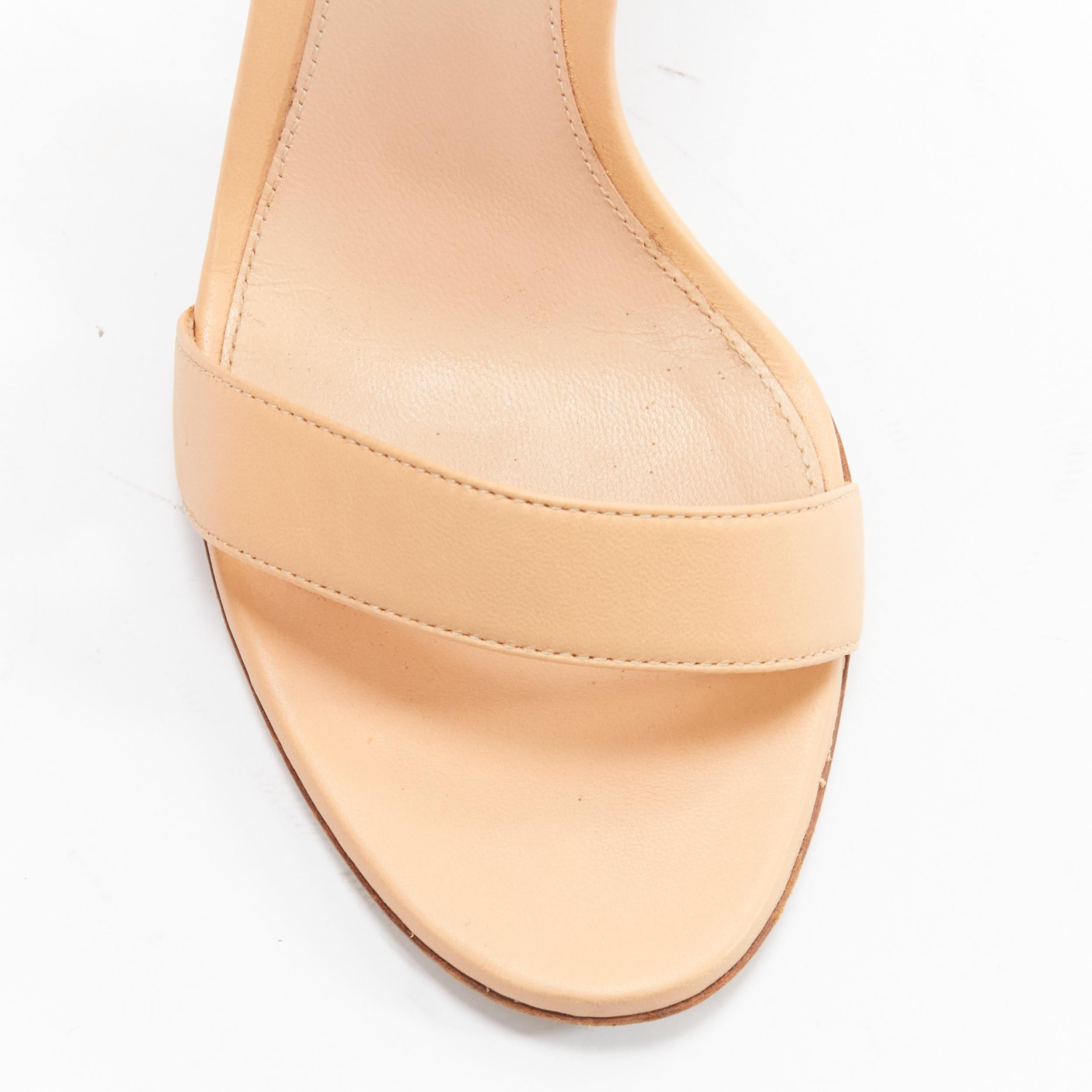GIANVITO ROSSI nude leather adjustable round buckle strappy high sandals EU37 For Sale 2