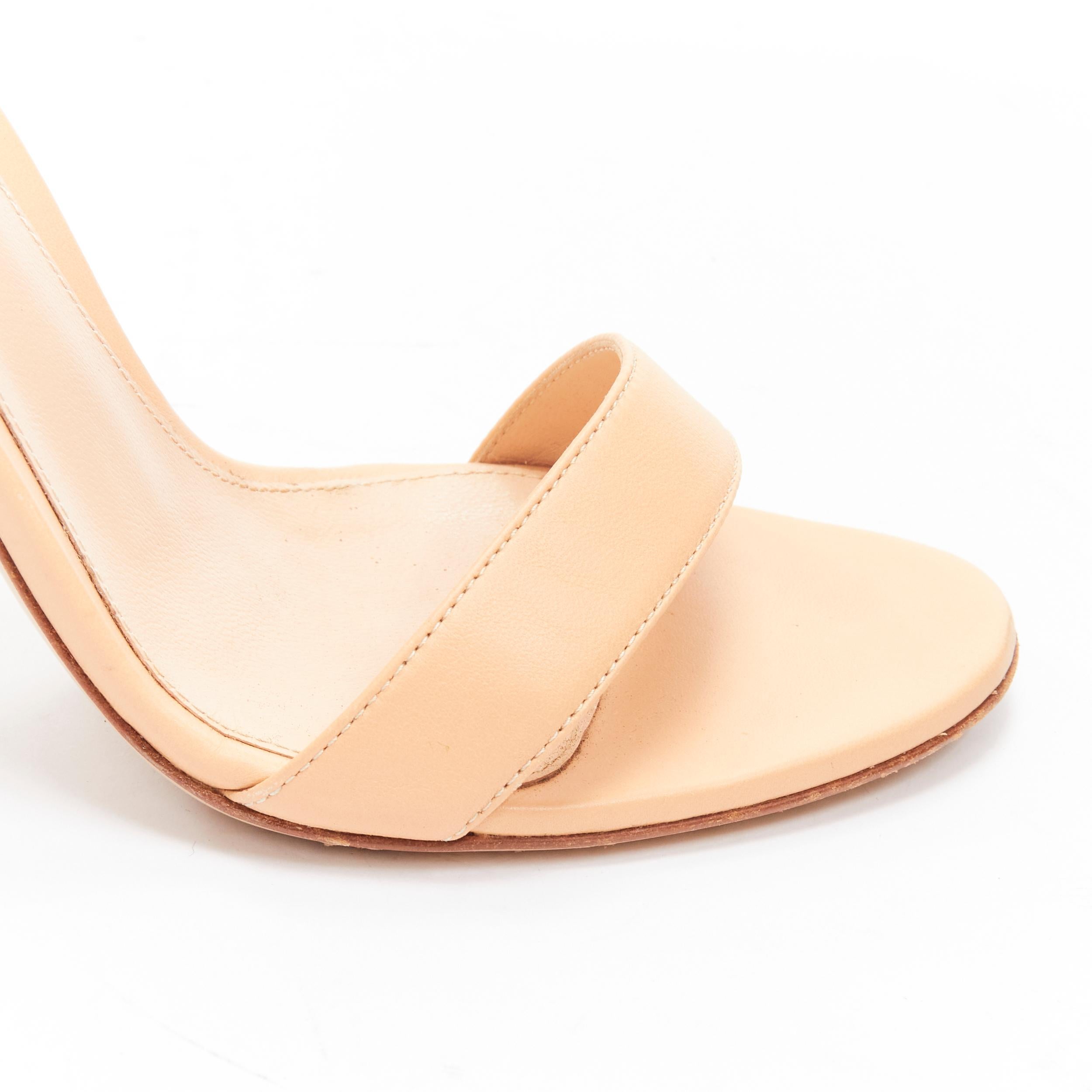 GIANVITO ROSSI nude leather adjustable round buckle strappy high sandals EU37 For Sale 3